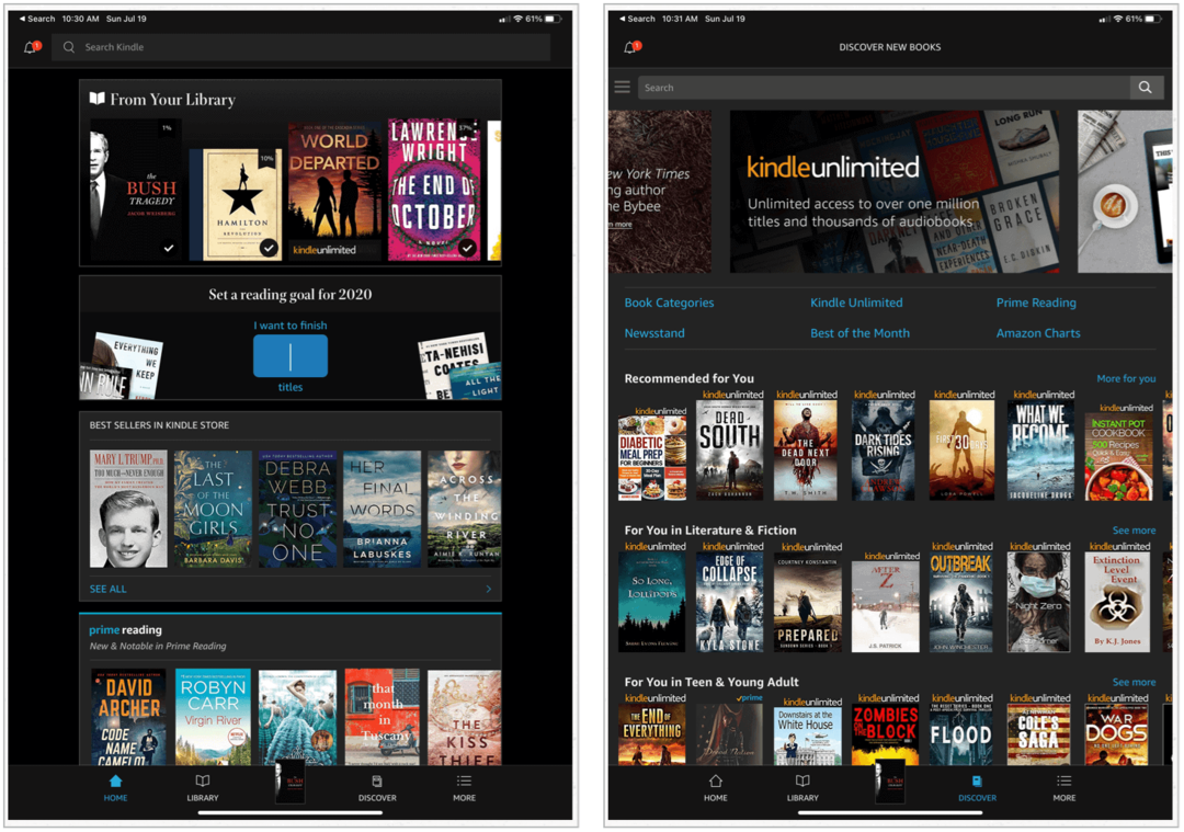 Amazon Kindle pe iPad