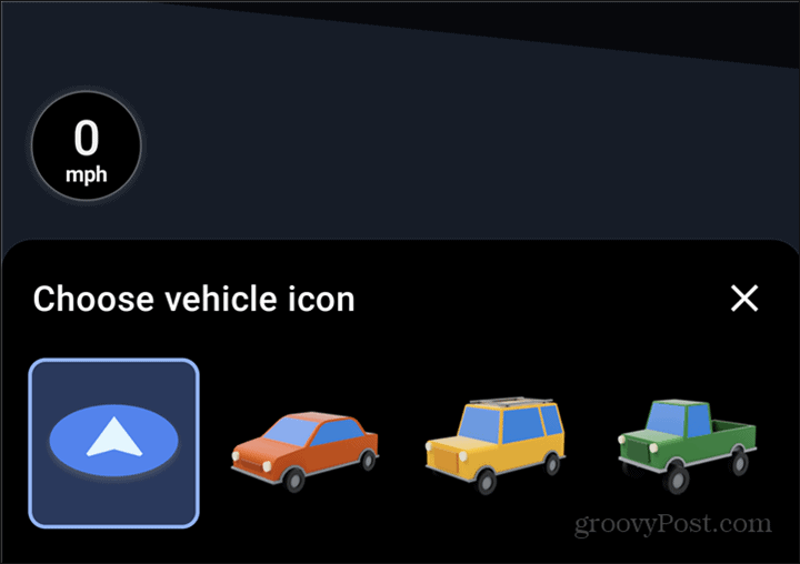 Alegerea simbolului mașinii Google Maps