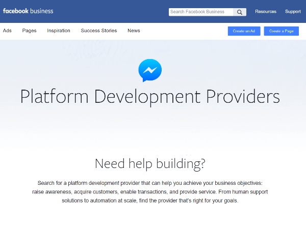 Noul director al Facebook al furnizorilor de dezvoltare de platforme este o resursă pentru companii pentru a găsi furnizori specializați în crearea de experiențe pe Messenger.
