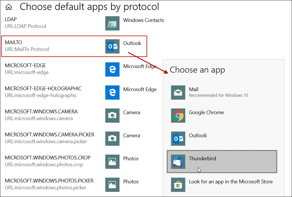 Setați aplicația de e-mail implicită prin Protocolul Windows 10