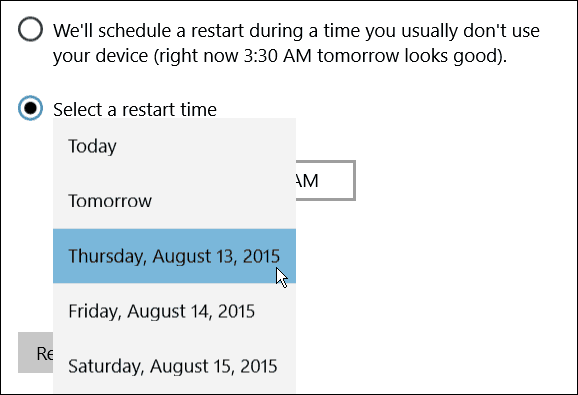 Planificați Reporniți ziua Windows 10