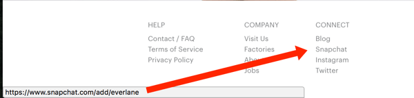linkul everlane snapchat pe site