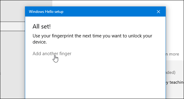 4 Windows Hello Amprentă completă completă Adăugați un alt