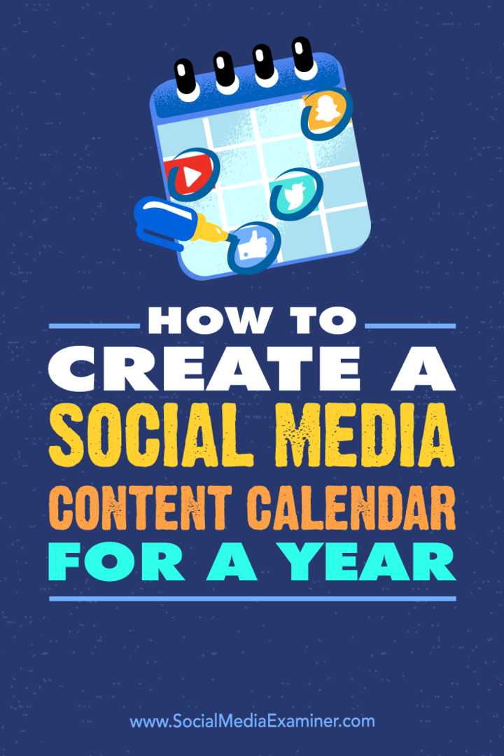 Cum să creați un calendar de conținut social media pentru un an de Leonard Kim pe Social Media Examiner.