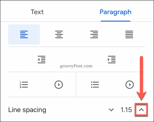 Opțiuni de spațiere a liniei Google Docs