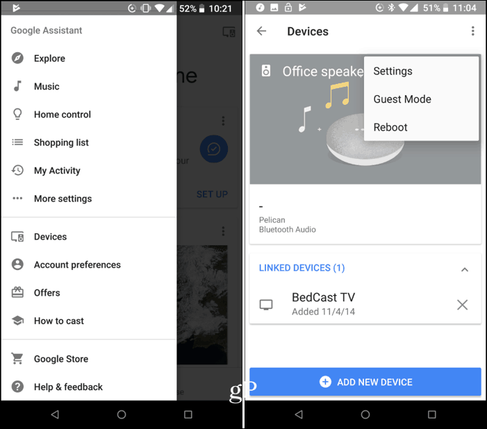 Dispozitive Google pentru acasă Bluetooth