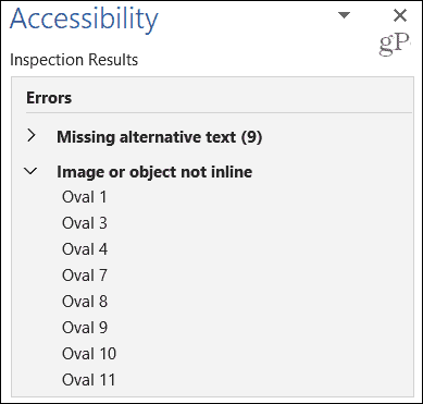 Erori Microsoft Office Accessibility Checker
