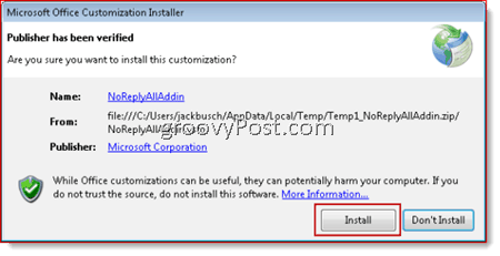 Instalarea NoReplyAll în Outlook 2010