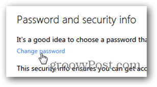 schimba parola outlook.com - faceți clic pe Change password
