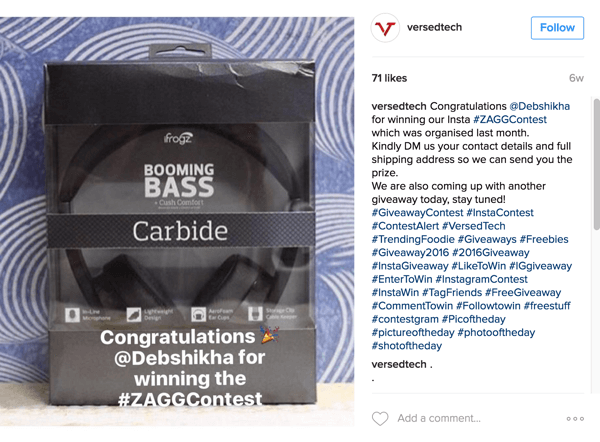 Asigurați-vă că anunțați câștigătorul concursului dvs. de selfie pe Instagram.