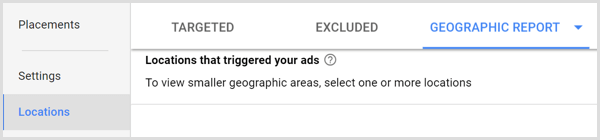 Fila Raport geografic Google AdWords