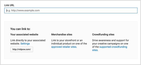 Link de ecran de finalizare YouTube către site-ul web asociat