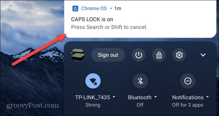 Chromebook cu Caps Lock activat