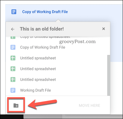 Crearea unui dosar nou pentru a muta fișierele în Google Drive