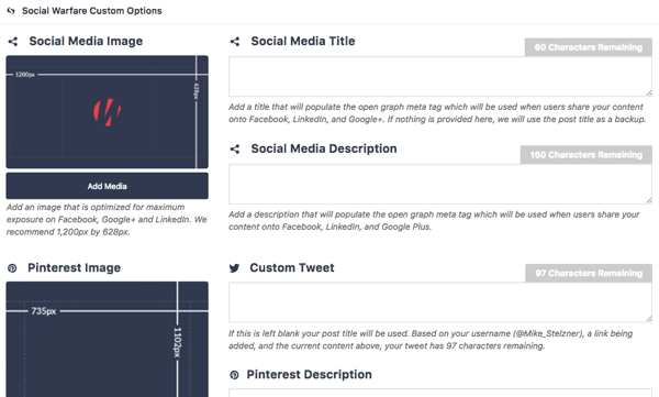 Social Warfare facilitează personalizarea aspectului conținutului dvs. atunci când este partajat pe rețelele sociale.