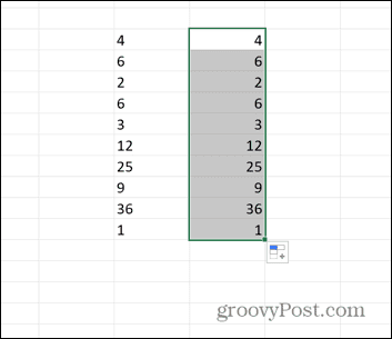 excel târât celule