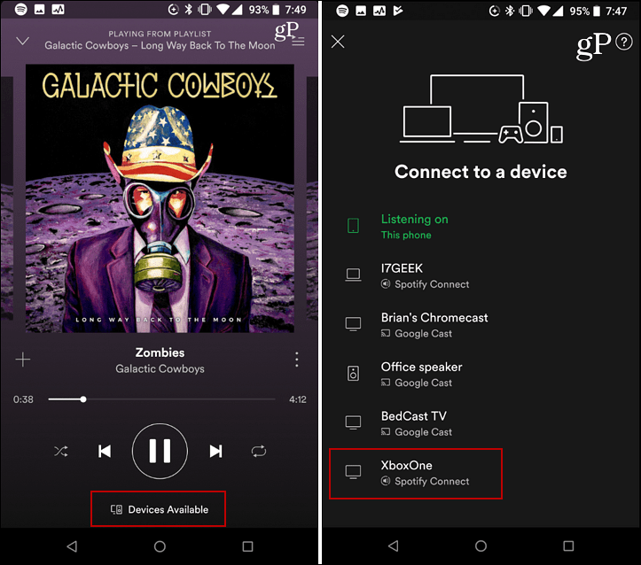 Dispozitiv Spotify Connect Android