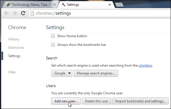 adăugați un utilizator nou la Chrome