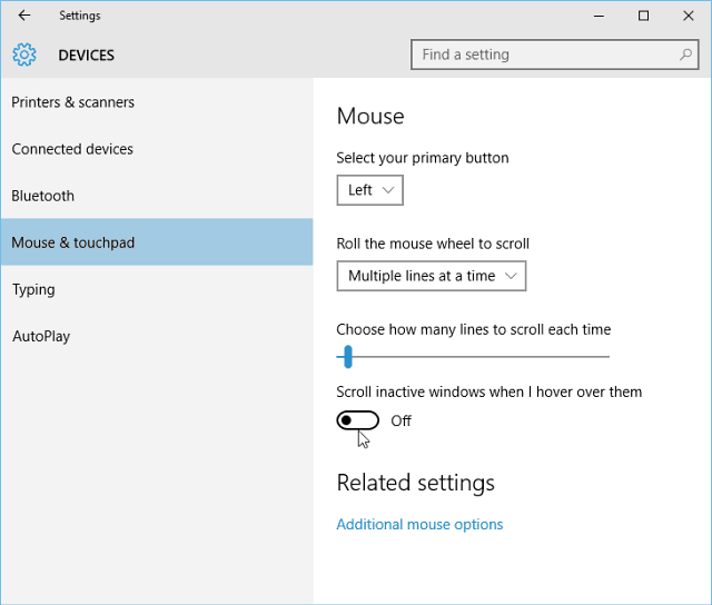 Windows 10 Sfat: Comutați derularea fundalului activat sau dezactivat