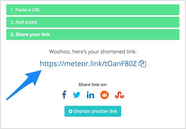 Link-ul tău scurtat în Meteor.link.