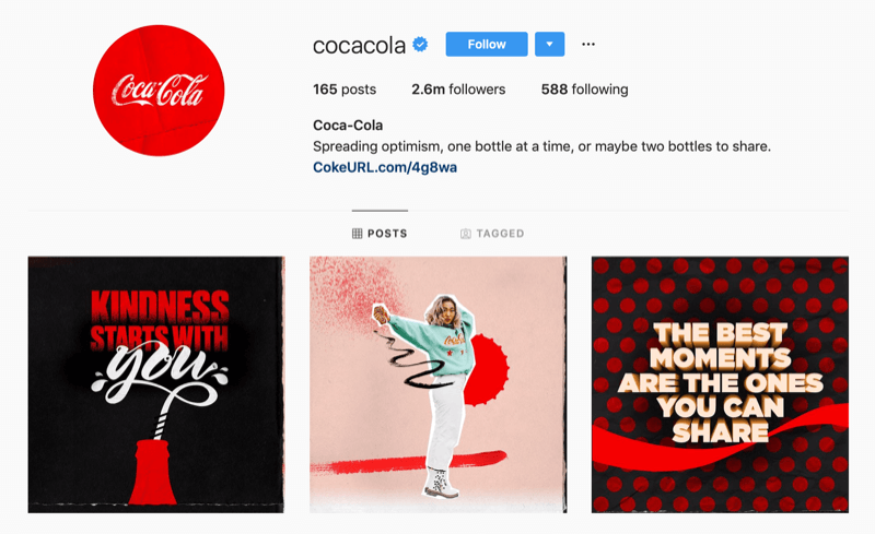 Profil Instagram pentru Coca-Cola