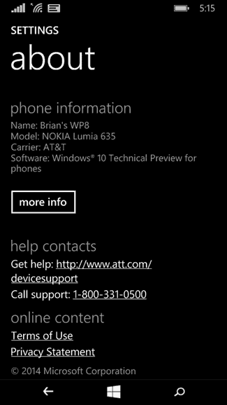 Windows 10 Previzualizare tehnică pentru telefoane