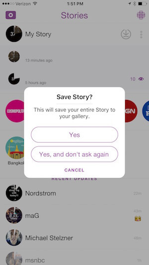 salvați-vă povestea Snapchat pe telefon