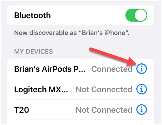 AirPods conectat prin Bluetooth