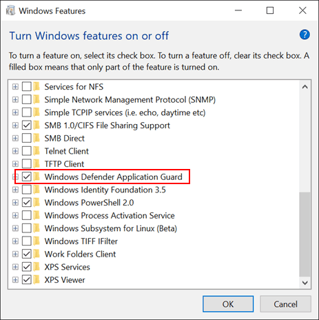 Protecția aplicației pentru apărătorul Windows