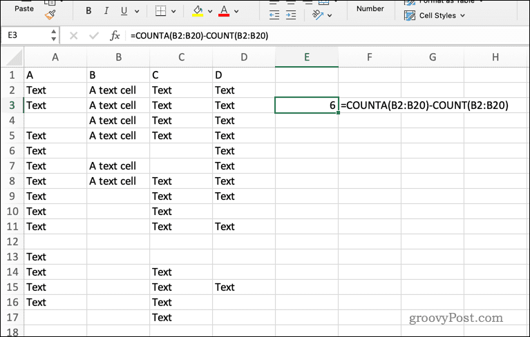 Folosind formula COUNTA în Excel