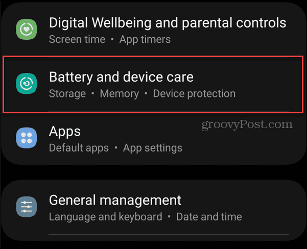setări Android pentru îngrijirea bateriei și a dispozitivului