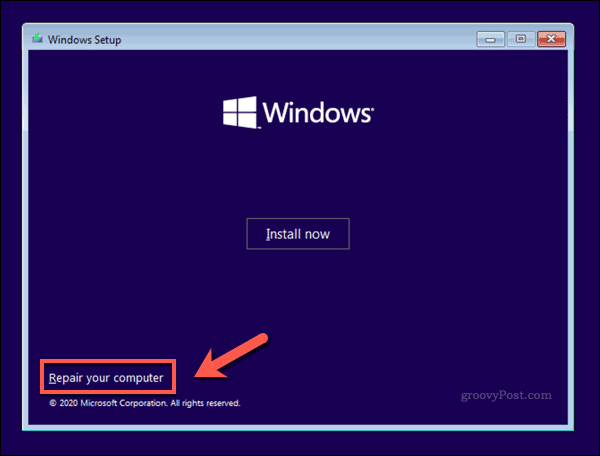 Ecranul de instalare Windows 10