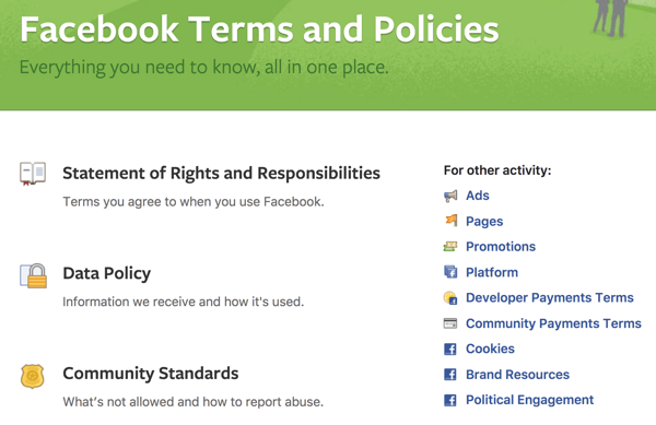 Facebook prezintă toți Termenii și politicile pe care trebuie să le cunoașteți.