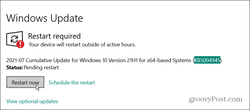 reporniți Windows 10 Emergency Update