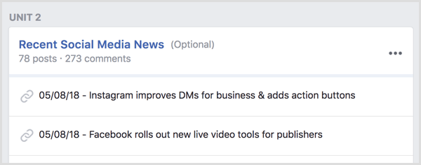 Creați o unitate de grup Facebook pentru știri de ultimă oră.