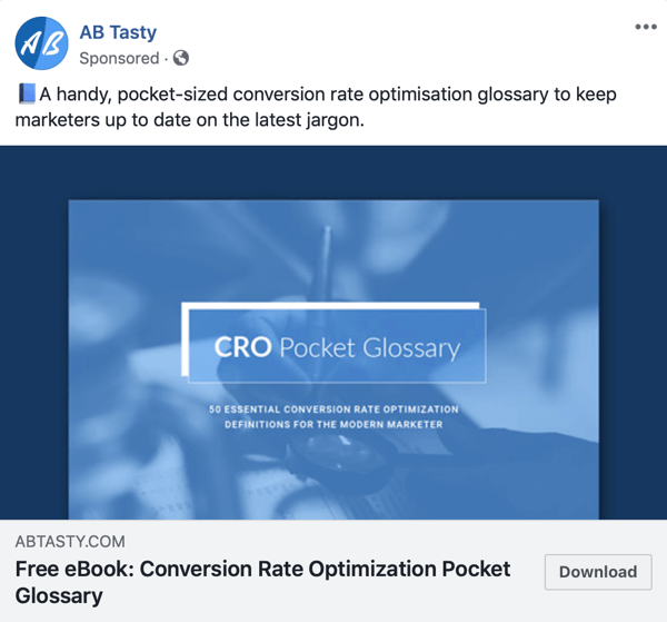 Tehnici publicitare Facebook care oferă rezultate, de exemplu, oferind conținut gratuit AB Tasty