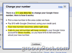 Detalii despre modificarea numărului Google Voice