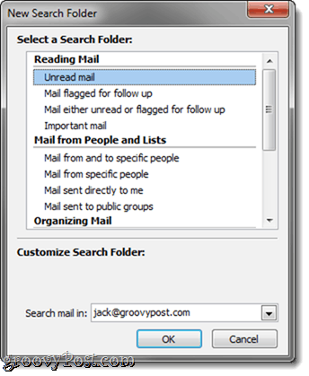 Foldere de căutare Outlook 2010