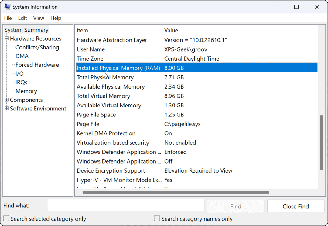 verificați informațiile RAM pe Windows 11