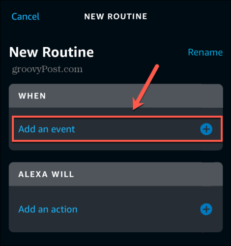 aplicația Alexa adăugați eveniment