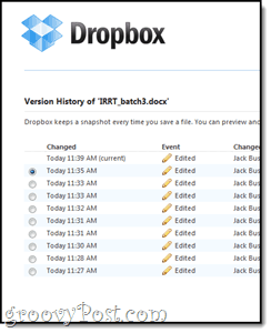 versiune dropbox și copii de rezervă