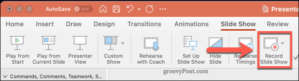 Înregistrați opțiunile de prezentare diapozitive în PowerPoint pe Mac