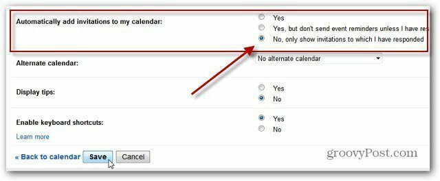 Dezactivează evenimentele din calendarul Google+ Invită notificări