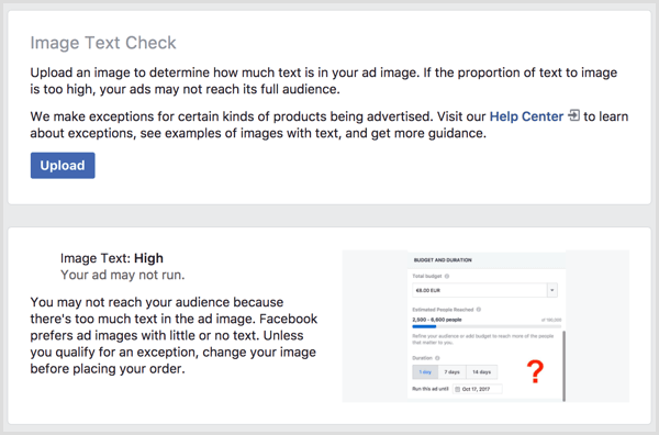 instrument de verificare a textului de imagine Facebook