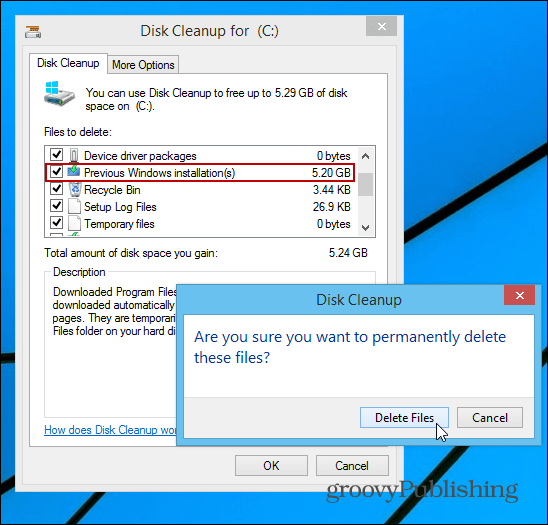 Reclamă Giguri de spațiu pe hard disk după o actualizare Windows