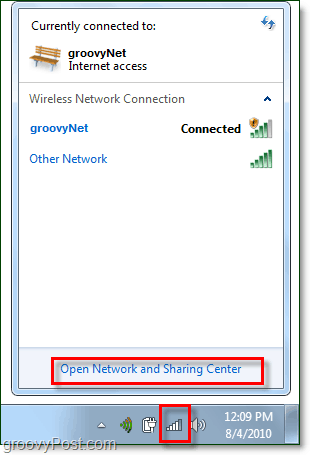 gestionați rețelele din tava de sistem Windows 7