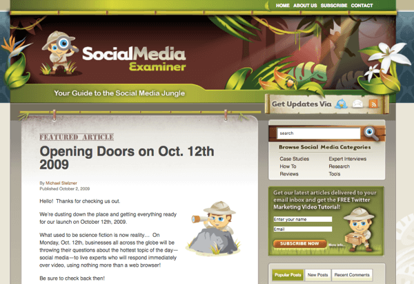 SocialMediaExaminer.com în octombrie 2012.
