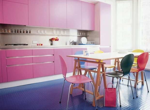 decorarea bucătăriei roz albastru