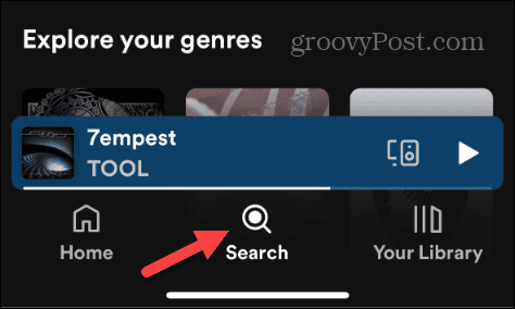 butonul de căutare spotify mobil