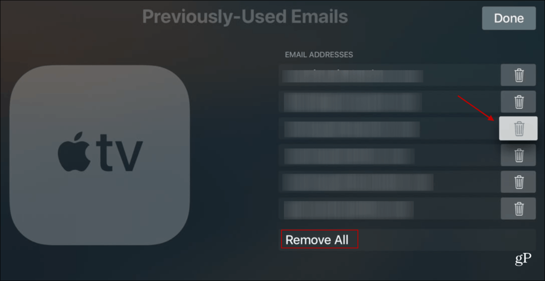 Ștergeți e-mailurile folosite anterior Apple TV